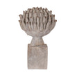 Ferro medium artichoke on a square plinth, front view