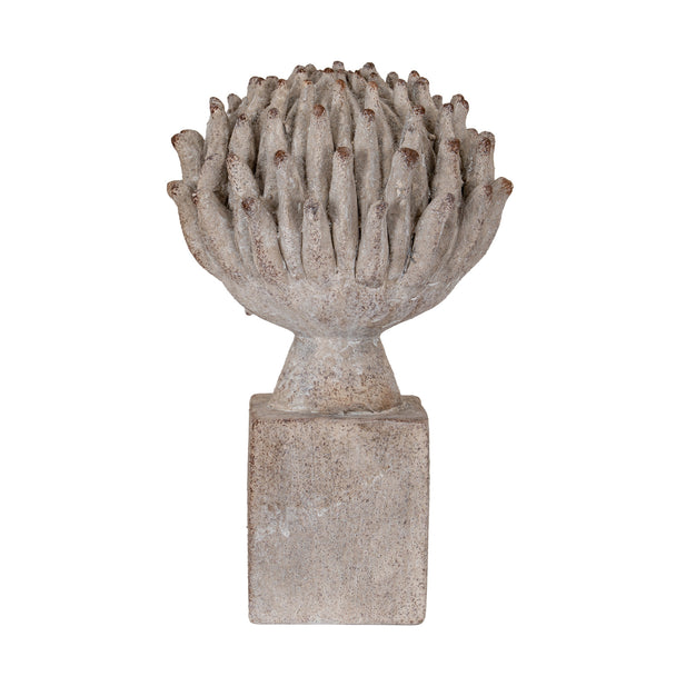 Ferro medium artichoke on a square plinth, front view