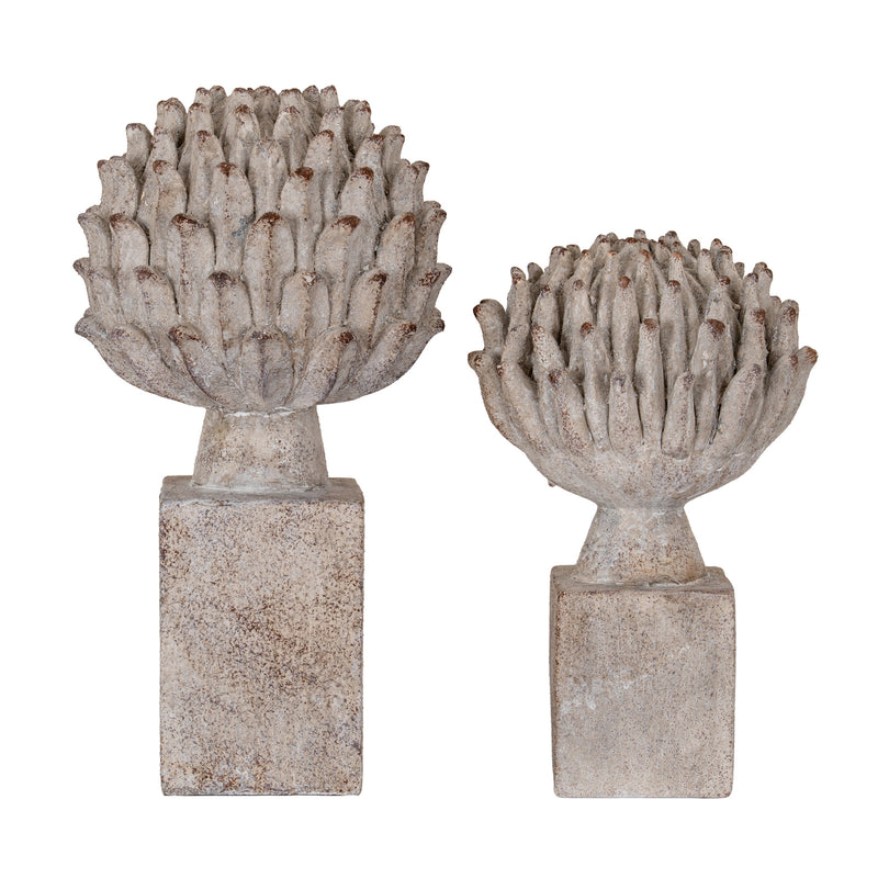 Medium artichoke shown beside the large size sold separately