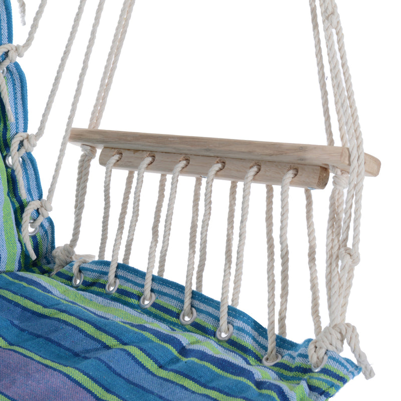Outsunny Hanging Rope Chair with Soft Padded Seat & Backrest, Portable Garden Hammoc Chair with Wooden Support Bar – view 8