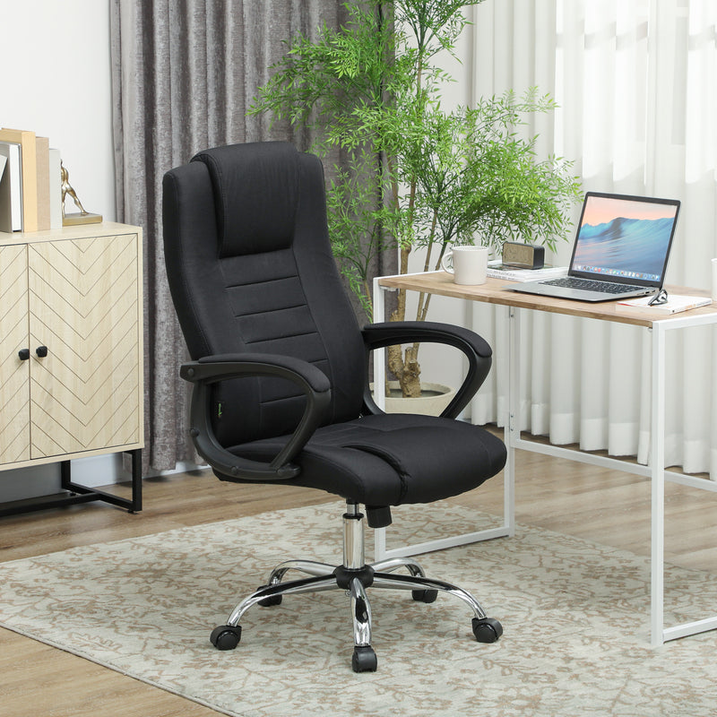 Vinsetto Linen-Look Swivel Office Chair - Black – view 2