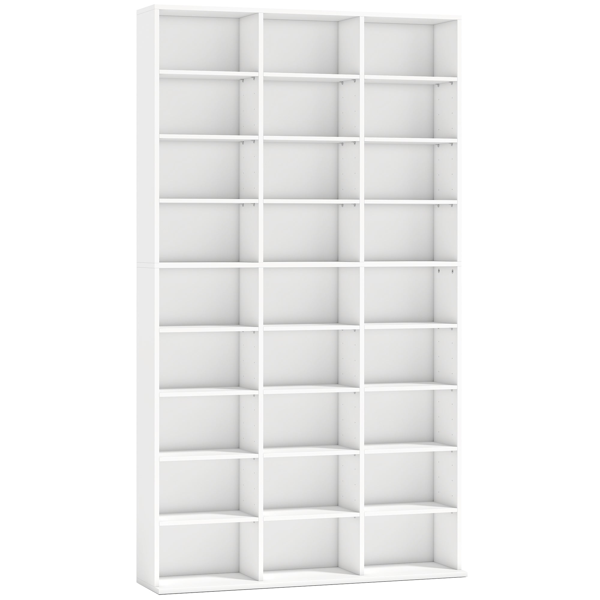 835 CD/500 DVD Storage Unit, Blu-ray Media Storage Shelf with 27 Compartments and 21 Adjustable Shelves, White