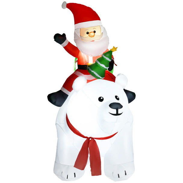 6.6ft Santa on Polar Bear Christmas Inflatable on a white background