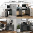 Grey computer desk with keyboard tray – image 6