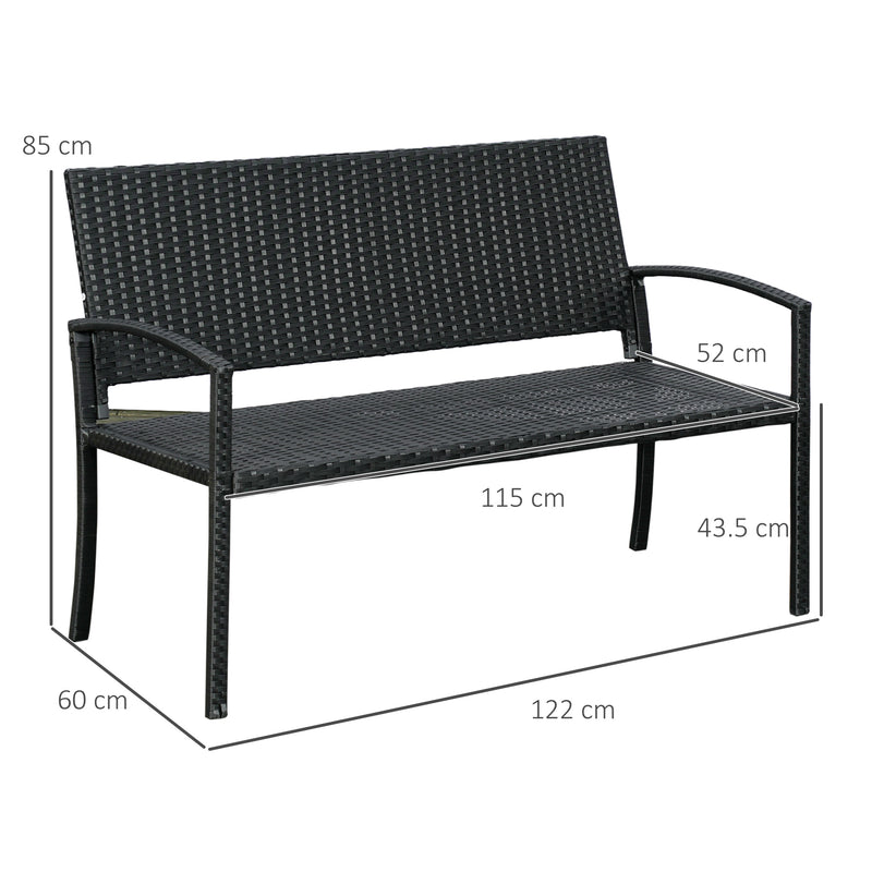 Black rattan garden bench – image 3