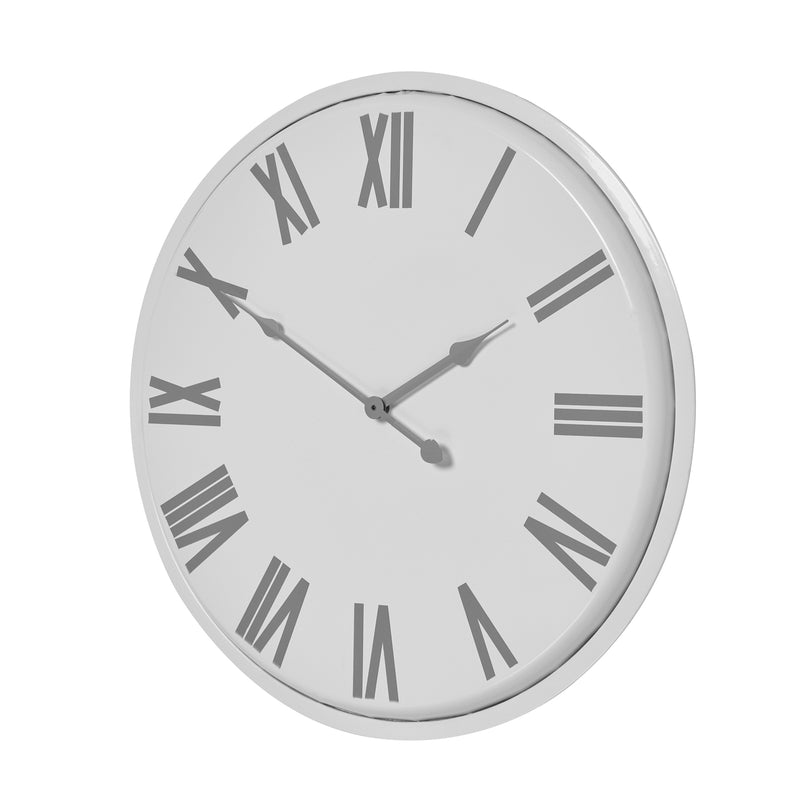 Flemings white wall clock seen from an angle