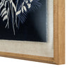 Close-up of the frayed linen edge and beaded frame corner