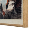 Close-up of the ducks, frayed linen edge and frame corner