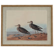 Sandpipers print on linen in a beaded wood-tone frame, front view