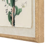 Close-up of the branch, frayed linen edge and frame corner