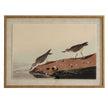 Stints print on linen in a beaded wood-tone frame, front view