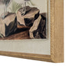Close-up of the rocks, frayed linen edge and frame corner