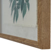 Close-up of the leaves, frayed linen edge and frame corner