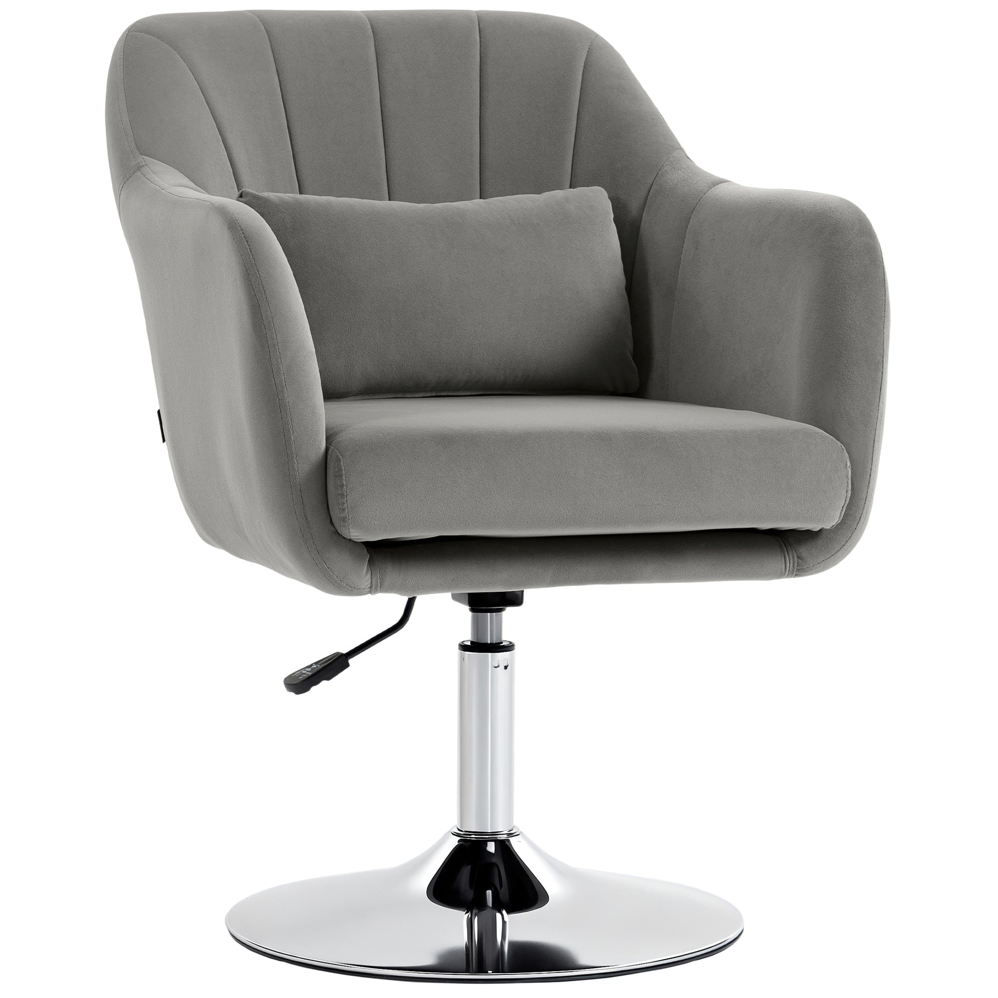 Retro Velvet Swivel Tub Chair with Steel Frame, Cushion Seat, Grey