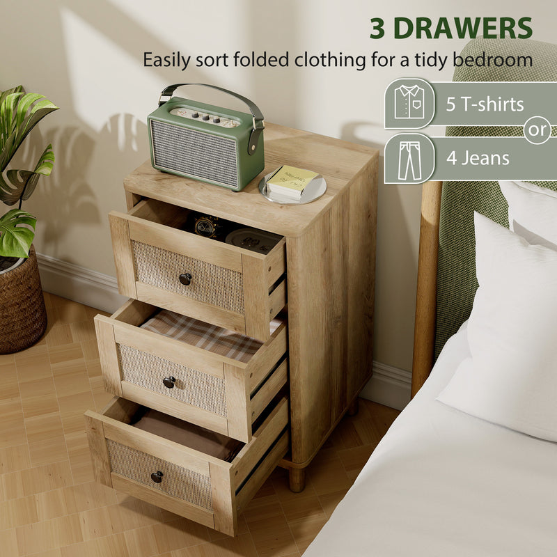 Rattan 3-drawer bedside chest – image 4