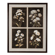 Four Botanicals Framed Wall Art in Classic Frame – 100 × 80cm, framed artwork of four white botanicals on dark panels