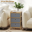 HOMCOM Chest of Drawers, 3 Fabric Drawers Narrow Dresser with Bamboo Frame, Light Grey – view 6