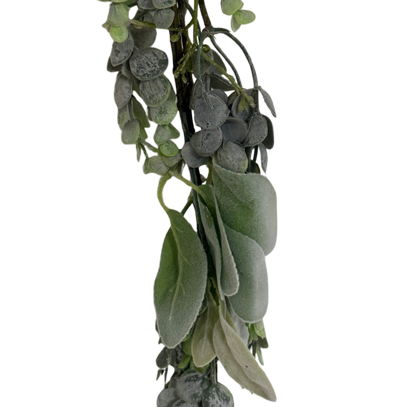 Close-up of the eucalyptus and lamb's ear stems