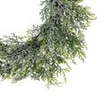 Frosted Pine Christmas Wreath with Pinecones – 55cm, close-up of frosted pine needles and a pinecone