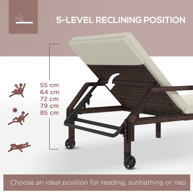 Rattan sun lounger with wheels – image 4