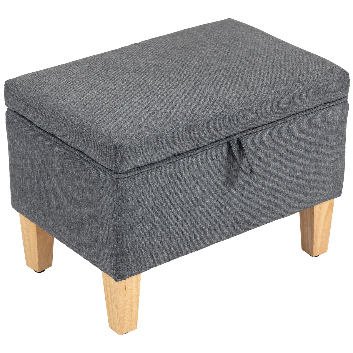 16L Padded Storage Ottoman with Wooden Legs – Charcoal Grey