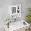 White wall mirror cabinet with open shelves – image 8