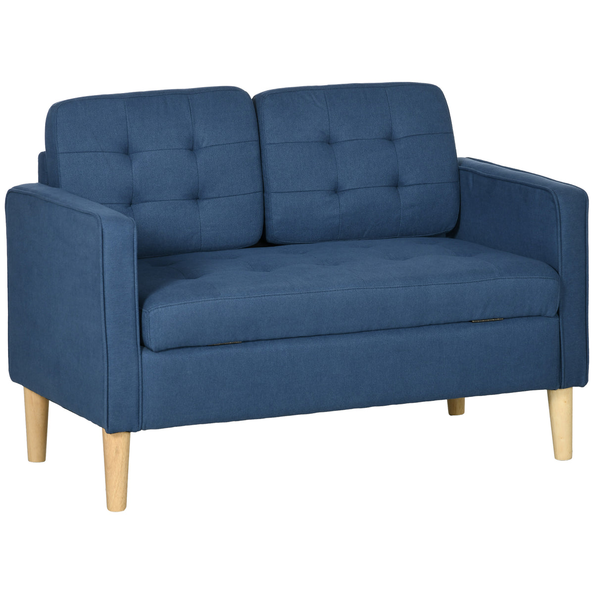 117 cm Tufted 2-Seater Storage Loveseat – Blue