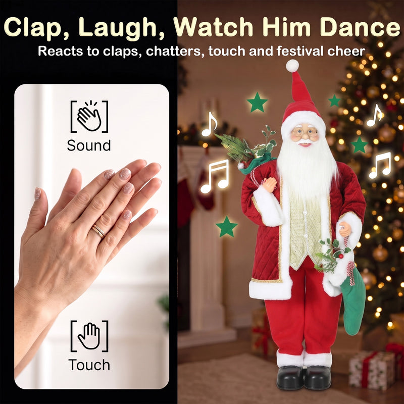 Santa figure shown singing and moving