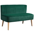 117cm Loveseat Sofa Upholstered Small 2 Seater Sofa  with Thick Padded Seat and Rubber Wood Legs, Dark Green