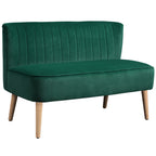 117cm Loveseat Sofa Upholstered Small 2 Seater Sofa  with Thick Padded Seat and Rubber Wood Legs, Dark Green