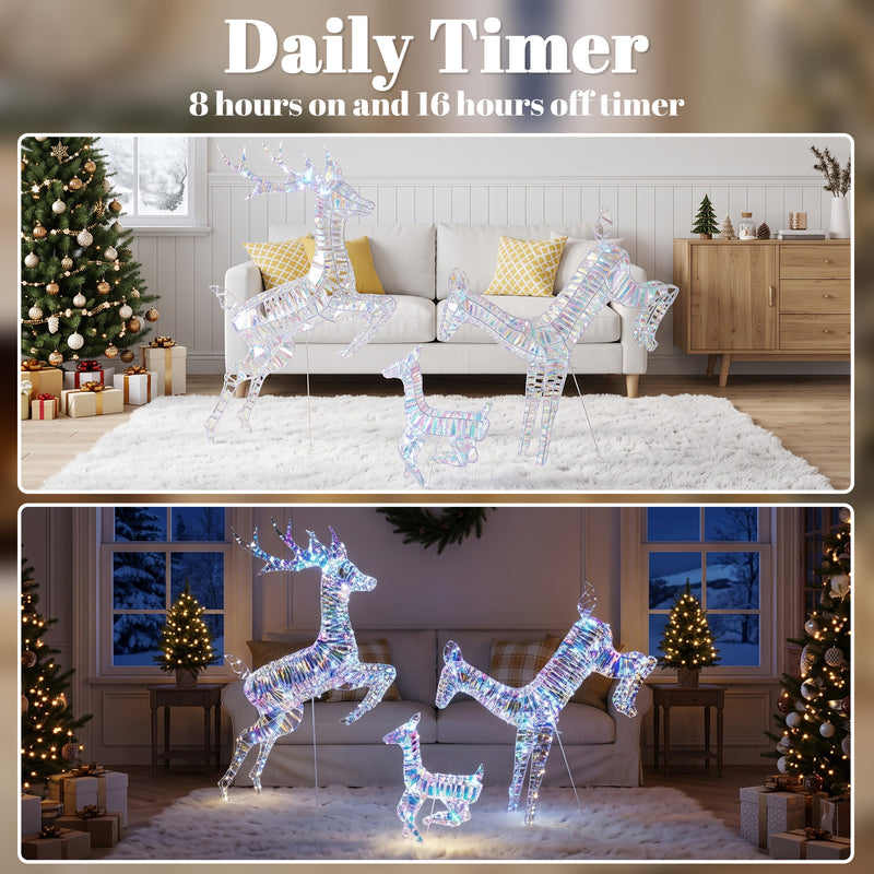 Close-up of the reindeer frame and light strands