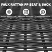 Outsunny Garden Dining Set for 6, Faux Wood Metal Outdoor Table and Stackable Chairs with Plastic Rattan Effect Seat – view 6