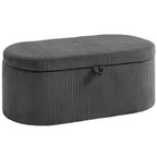 Storage Ottoman, Corduroy Upholstered Ottoman Storage Box with Padded Seat, 105 x 51 x 49 cm, Dark Grey
