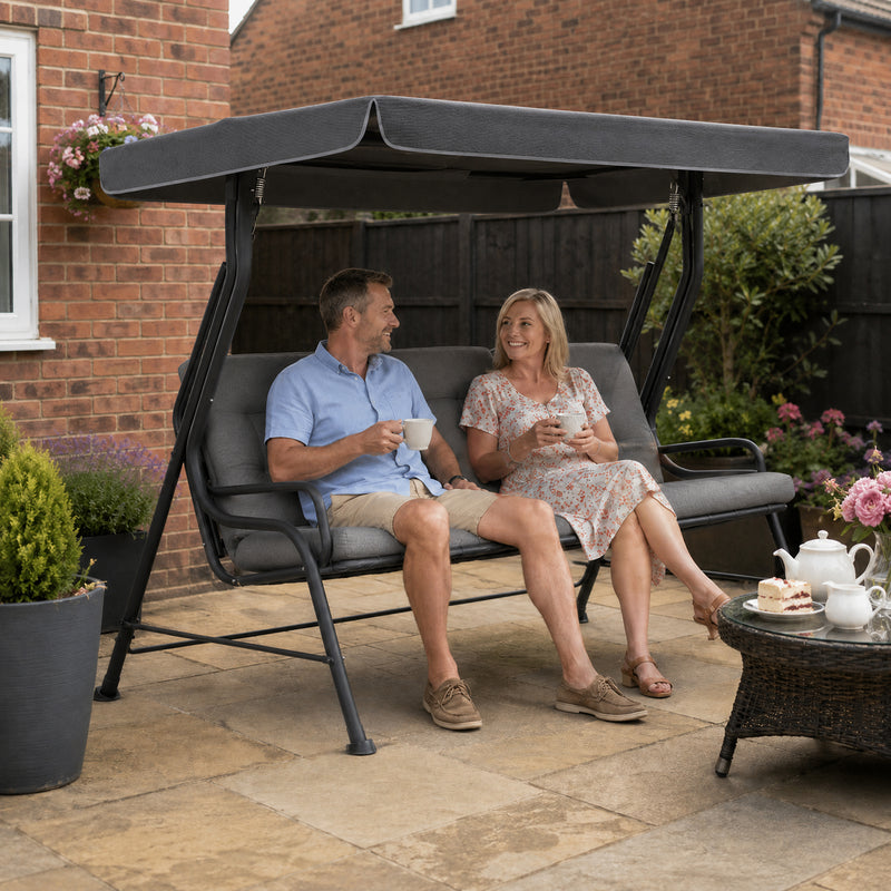 3-seater garden swing seat, light grey – image 2