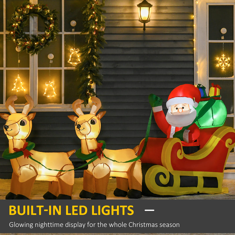 LED lighting on the 8ft Santa sleigh and reindeer Christmas inflatable