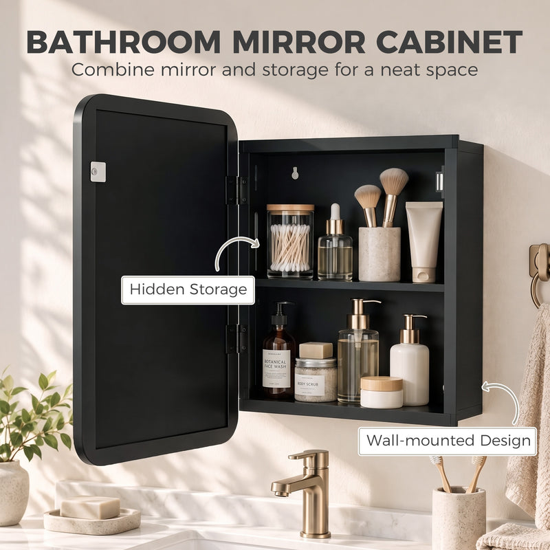 Black compact mirror cabinet – image 4