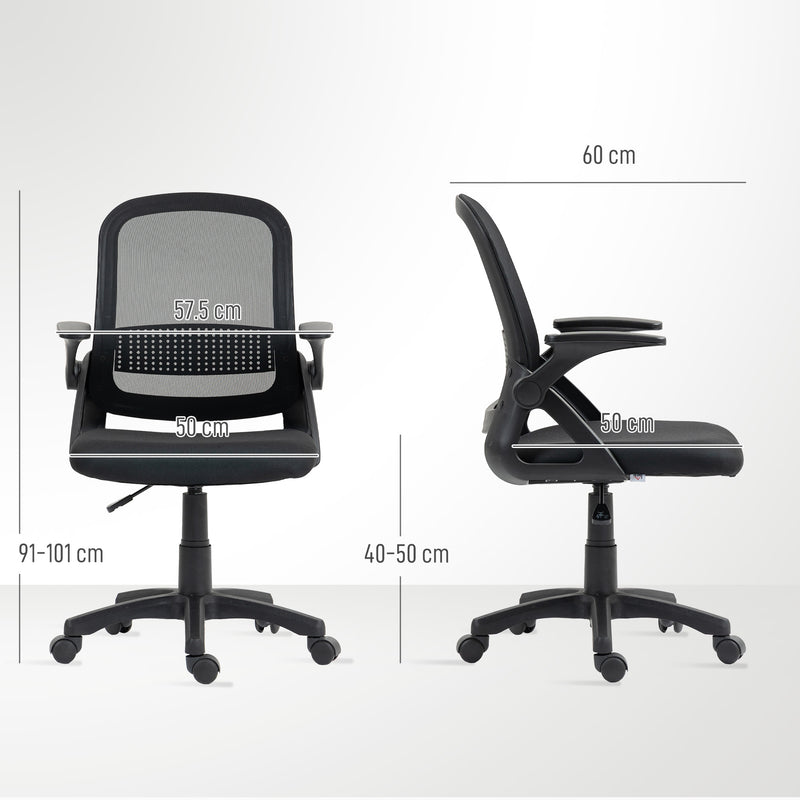 Black mesh office chair with flip-up arms – image 3