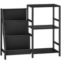 3-Tier Record Player Stand, End Table for Living Room, Bedroom - Black Wood Effect