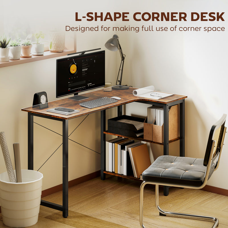 L-shaped corner desk – rustic brown – image 4