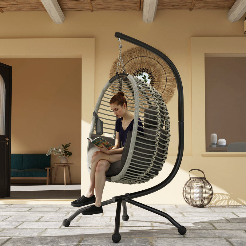 Dark grey hanging egg chair – image 10