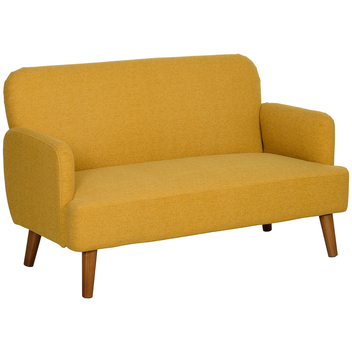 130 cm Velvet 2-Seater Sofa with 21 cm Padded Seat – Yellow