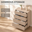 HOMCOM Bedroom Chest of Drawers with 4 Drawers, Fluted Dresser with Gold Tone Handles, Storage Cabinet, Natural – view 5