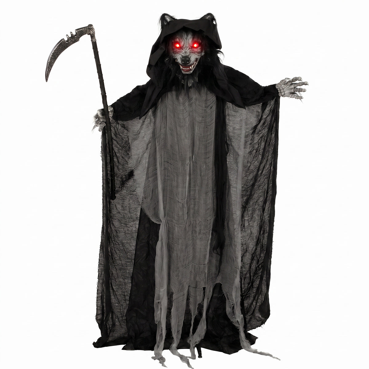 170cm Animated Werewolf with Sickle, Glowing Eyes & Sound – image 1 of 9