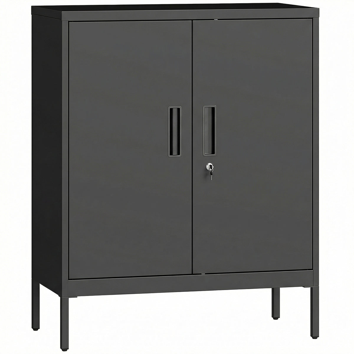 HOMCOM Metal Storage Cabinet with Lock and Adjustable Shelves - Black