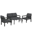 Outsunny 4 Seater Rattan Garden Furniture Set with 2 Armchairs, Loveseat, Coffee Table, Garden Sofa Set with Cushions