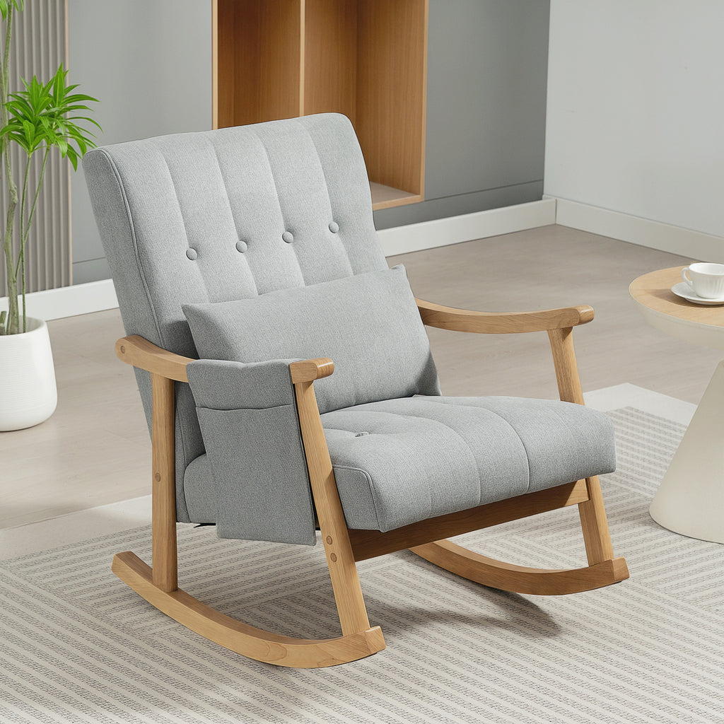 Wood Frame Rocking Accent Chair - Light Grey