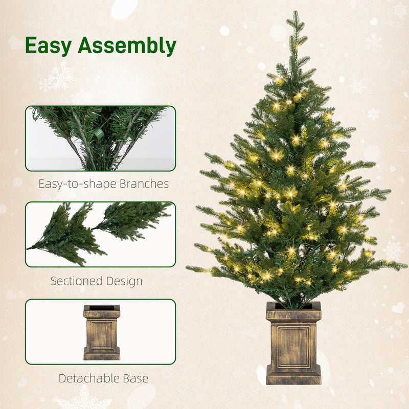 Set of 2 4ft pre-lit trees in vintage pots – image 8