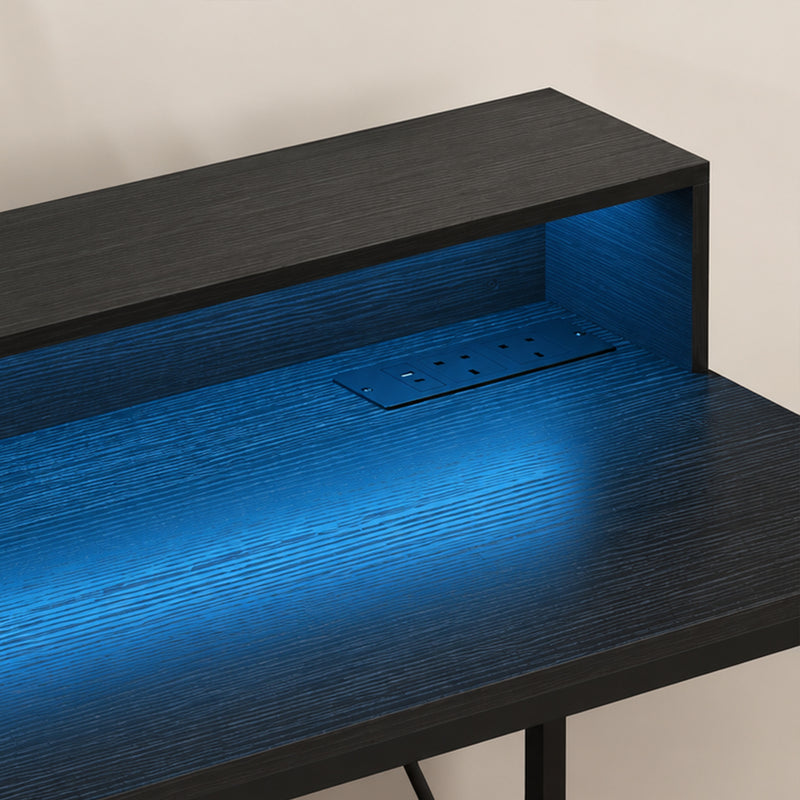 HOMCOM Gaming Desk, 100cm Computer Desk with LED Lights, Power Outlets, Monitor Stand and Remote, Black Wood-Effect – view 10