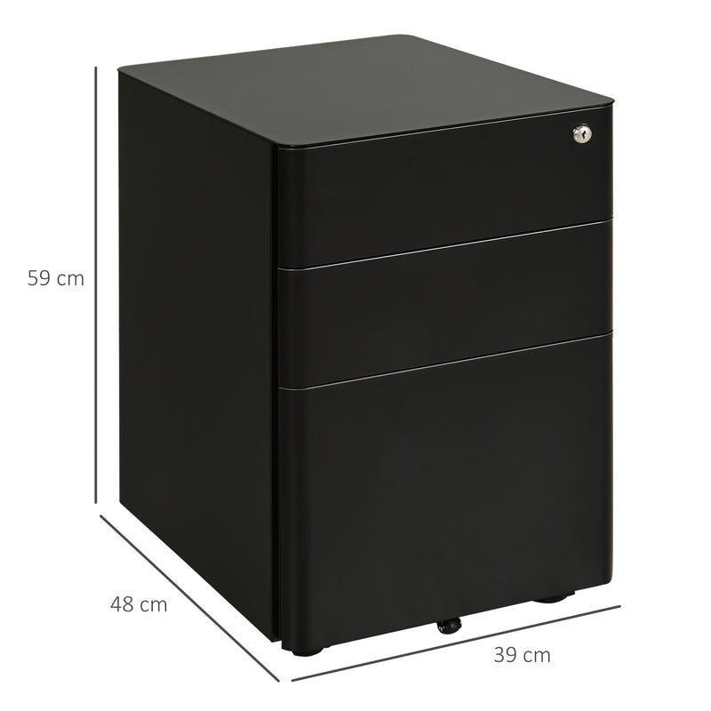 Lockable steel 3-drawer filing cabinet in black – image 3