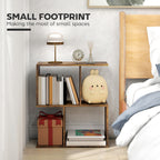 Side Table, Narrow End Table with Storage Shelves, S-Shaped, 3-Tier, 50W x 19.5D x 58H cm, Rustic Brown